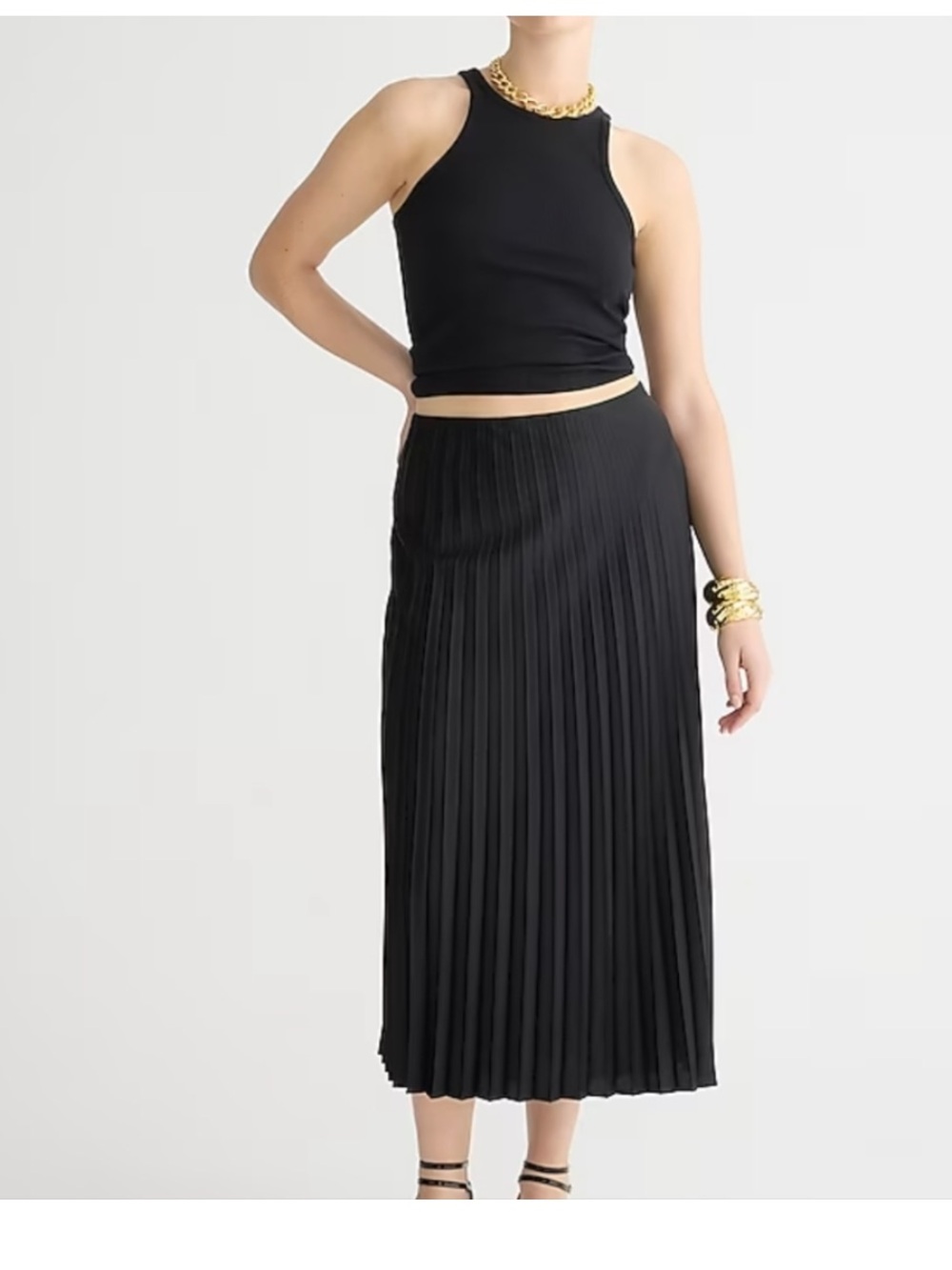 NWT J Crew Gwenyth Pleated slip skirt size Large Black